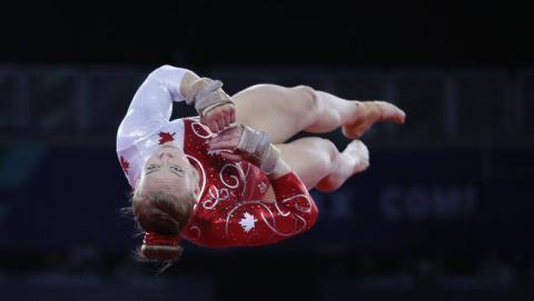 Ellie Black of Halifax, seen here at the Commonwealth Games in July, finished 9th in the women’s all-around at the world gymnastics championships in Nanning, China. (THE ASSOCIATED PRESS / File)